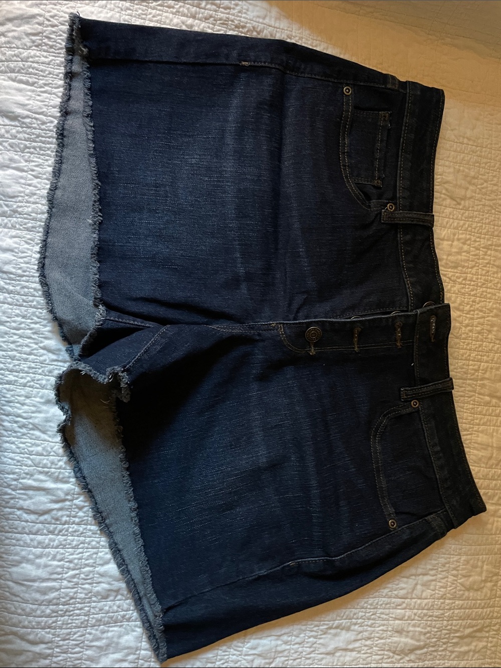 Sonoma Dark Blue Raw Hem Button-Front Denim Shorts